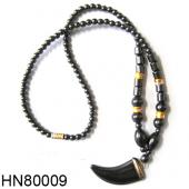 Horn Shape Pendant Hematite Beads Necklace